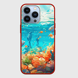 Чехол для iPhone 13 Pro Морской подводный мир, цвет: 3D-красный