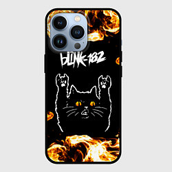 Чехол iPhone 13 Pro Blink 182 рок кот и огонь