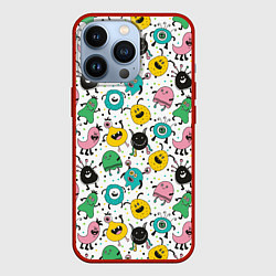 Чехол для iPhone 13 Pro Весёлые монстры, цвет: 3D-красный