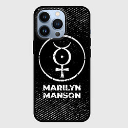 Чехол iPhone 13 Pro Marilyn Manson с потертостями на темном фоне