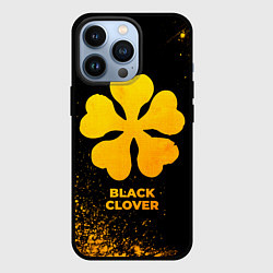 Чехол iPhone 13 Pro Black Clover - gold gradient