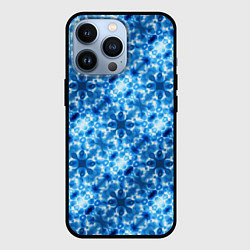 Чехол iPhone 13 Pro Светящиеся голубые цветочки