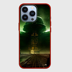 Чехол для iPhone 13 Pro Космическая база на горе, цвет: 3D-красный