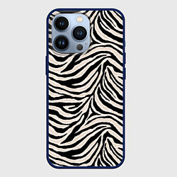 Чехол для iPhone 13 Pro Полосатая шкура зебры, белого тигра, цвет: 3D-тёмно-синий