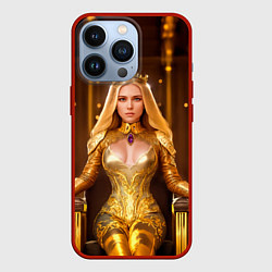 Чехол для iPhone 13 Pro Девушка королева на троне, цвет: 3D-красный