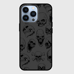 Чехол для iPhone 13 Pro Раскиданные черепа, цвет: 3D-черный