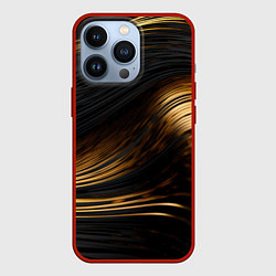 Чехол iPhone 13 Pro Black gold waves