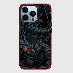 Чехол для iPhone 13 Pro Samurai and dragon, цвет: 3D-красный