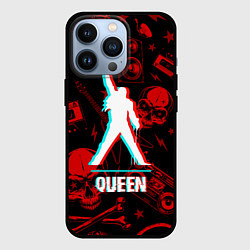 Чехол для iPhone 13 Pro Queen rock glitch, цвет: 3D-черный