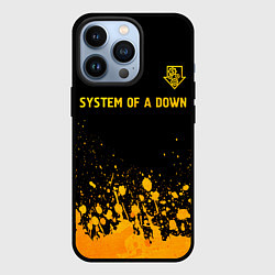 Чехол iPhone 13 Pro System of a Down - gold gradient: символ сверху