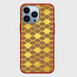 Чехол для iPhone 13 Pro Golden pattern, цвет: 3D-красный