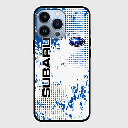 Чехол iPhone 13 Pro Subaru blue logo