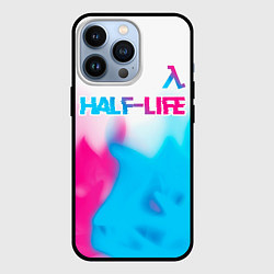 Чехол для iPhone 13 Pro Half-Life neon gradient style: символ сверху, цвет: 3D-черный