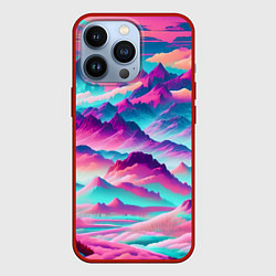 Чехол для iPhone 13 Pro Горы яркие, цвет: 3D-красный