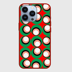 Чехол для iPhone 13 Pro Орнамент из контрастных кругов, цвет: 3D-красный