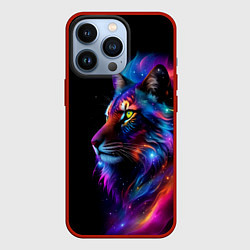 Чехол для iPhone 13 Pro Лев в космосе и звезды, цвет: 3D-красный