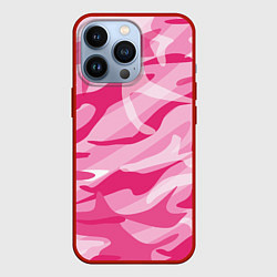 Чехол для iPhone 13 Pro Камуфляж в розовом, цвет: 3D-красный