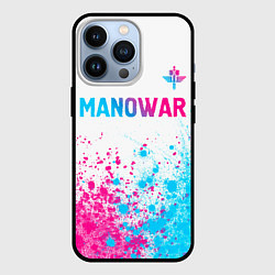 Чехол для iPhone 13 Pro Manowar neon gradient style: символ сверху, цвет: 3D-черный