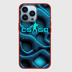 Чехол iPhone 13 Pro CS GO blue neon logo