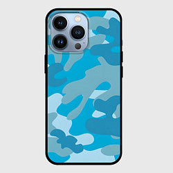 Чехол для iPhone 13 Pro Камуфляж военный синий, цвет: 3D-черный