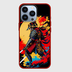 Чехол для iPhone 13 Pro Японский самурай - закат, цвет: 3D-красный