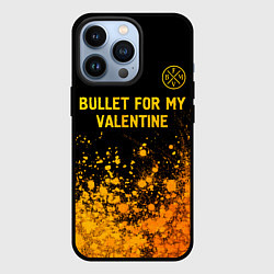 Чехол для iPhone 13 Pro Bullet For My Valentine - gold gradient: символ св, цвет: 3D-черный