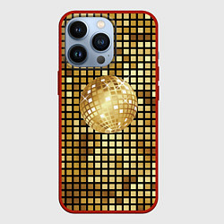 Чехол для iPhone 13 Pro Золотой диско шар и золотая мозаика, цвет: 3D-красный
