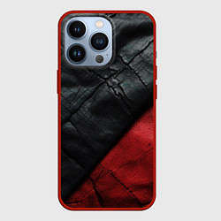 Чехол для iPhone 13 Pro Черно - красная кожа, цвет: 3D-красный