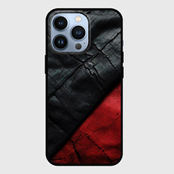 Чехол для iPhone 13 Pro Черно - красная кожа, цвет: 3D-черный