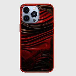 Чехол для iPhone 13 Pro Кожаная красная и черная текстура, цвет: 3D-красный