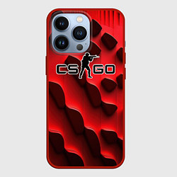 Чехол для iPhone 13 Pro CS GO black red abstract, цвет: 3D-красный