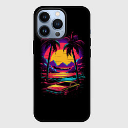 Чехол iPhone 13 Pro Неоновая машина и пальмы