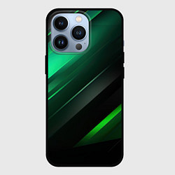 Чехол iPhone 13 Pro Black green abstract