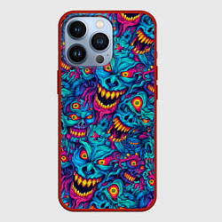 Чехол для iPhone 13 Pro Неоновые монстры - graffiti art style pattern, цвет: 3D-красный