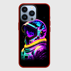 Чехол для iPhone 13 Pro Девчонка-космонавт - неоновое свечение, цвет: 3D-красный