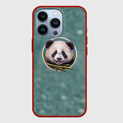 Чехол для iPhone 13 Pro Милая мордочка панды с бамбуком, цвет: 3D-красный