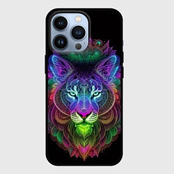 Чехол для iPhone 13 Pro Разноцветный неоновый лев, цвет: 3D-черный
