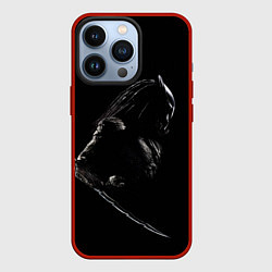 Чехол для iPhone 13 Pro Хищник на черном фоне, цвет: 3D-красный