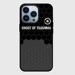 Чехол iPhone 13 Pro Ghost of Tsushima glitch на темном фоне: символ св