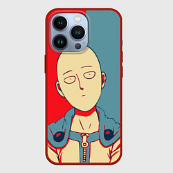 Чехол для iPhone 13 Pro Saitama hero face, цвет: 3D-красный