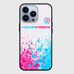 Чехол iPhone 13 Pro Volkswagen neon gradient style: символ сверху