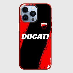 Чехол iPhone 13 Pro Ducati moto - красные полосы