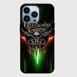 Чехол iPhone 13 Pro Baldurs Gate 3 logo green red light
