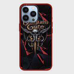 Чехол iPhone 13 Pro Baldurs Gate 3 logo dark red