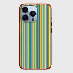 Чехол для iPhone 13 Pro Вертикальные разноцветные пполсы, цвет: 3D-красный