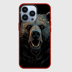 Чехол для iPhone 13 Pro Мощный медведь, цвет: 3D-красный