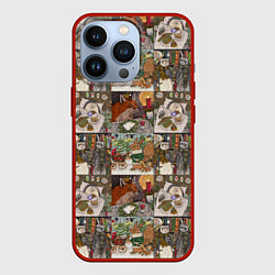 Чехол для iPhone 13 Pro Милые иллюстрации коллаж, цвет: 3D-красный