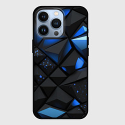 Чехол для iPhone 13 Pro Blue black texture, цвет: 3D-черный