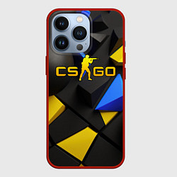 Чехол для iPhone 13 Pro CSGO blue yellow abstract, цвет: 3D-красный