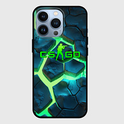 Чехол iPhone 13 Pro CS GO green texture logo
